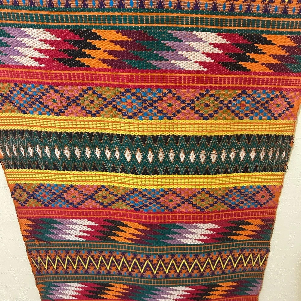South American Handcrafted Multicolor Woven Wall Hanging 50 x 16.Lovely!